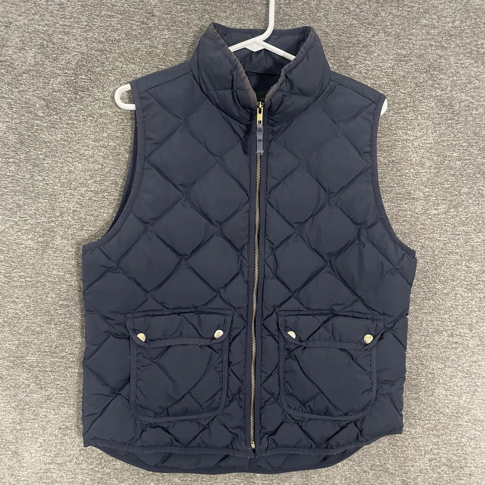 J Crew Vest Women's Large Blue Quilted Insulated Full Zip Excursion Down